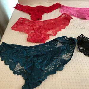 6 PAIR WOMENS LACED LOW RISE PANTIES SEMI SHEER NYLON BLEND SIZE XL [12] NEW